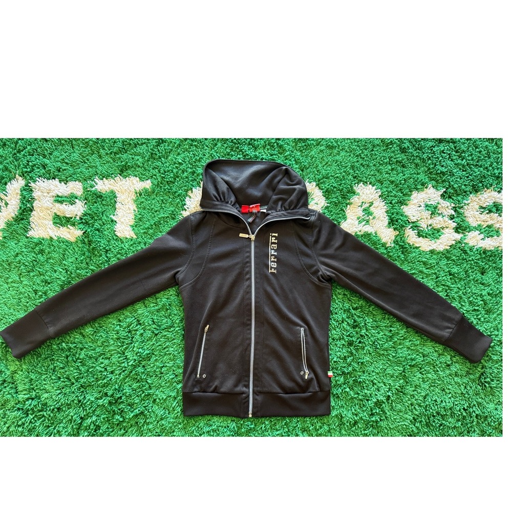 Puma Ferrari Track Jacket Womens XS Black Good Full Zip Hooded Lifestyle